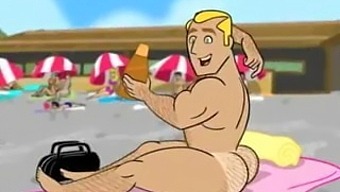 Cartoon Gay Fun On Beach