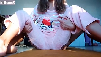 My Skinny Stepsister Enjoys Watching Me In Pajamas, Teasing Her Pussy