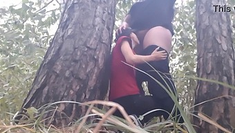 Lesbian Girls Hide From Rain And Have Sex In The Woods