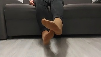 Monika'S Evening Relaxation In Nylon Socks On Her Bare Legs
