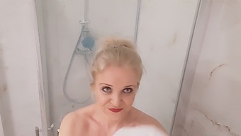 Blondie With Large Breasts Has A Sensual Shower Experience