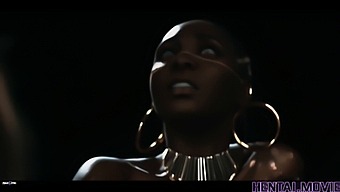 Ai-Gecreëerde Erotische Video Met Een Latina Onder Controle Van Een Afrikaanse Godheid Met Een Voorliefde Voor Oraal Plezier