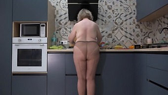 Curvy Wife In Nylon Pantyhose Offers Breakfast Menu Including Herself And Scrambled Eggs