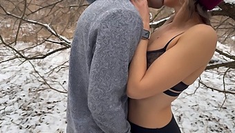 A Married Woman Receives A Large Shared Cumshot Outdoors During A Blizzard From Her Spouse And Acquaintance.
